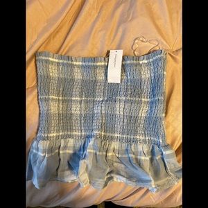 Blue and White Plaid Tube Top